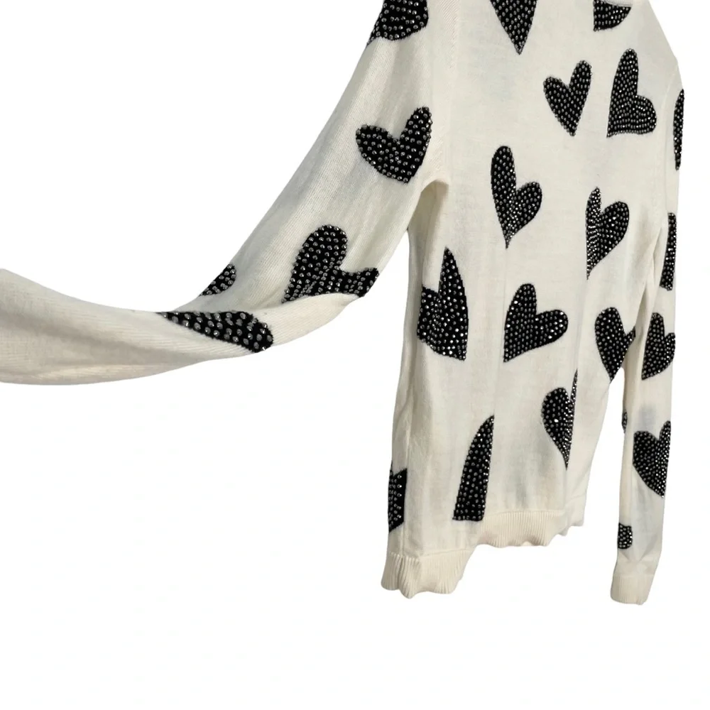 Alice + Olivia | Carey Sequin-Heart Wool Pullover Sweater - Picture 5 of 12